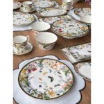 Rossev Muse Garden 42 Parça 6 Kişilik Porselen Kahvaltı Takımı – Çiçek ve Kelebek Desenli