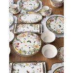 Rossev Muse Garden 42 Parça 6 Kişilik Porselen Kahvaltı Takımı – Çiçek ve Kelebek Desenli - Görsel 5