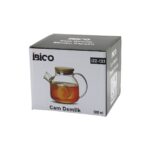 Go İthalat 1000ML Sade Düz Cam Demlik  Bambu Dış Yüzey - Metal Iç Yüzey - Silikon Contalı Kapak (5224)