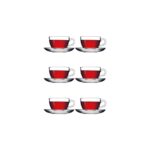 Paşabahçe Basic Fincan Takımı 12 Parça 240 ml Hacimli Şeffaf Cam Kulplu 6 Fincan ve Tabak - Görsel 4