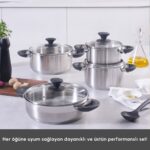 Karaca Buca İndüksiyon Tabanlı 8 Parça Çelik Tencere Seti - Görsel 3