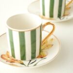 Bella Maison Blossom Porselen 2'li Kahve Fincanı Seti Yeşil (90 Cc) - Görsel 2