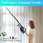 Greenote GSC70 Kablosuz Dikey Süpürge, 23 kpa Emiş Güçlü, Hafif, 2.5L Toz Torbalı ve Kendi Kendini Boşaltan Sistem,Şarjlı Süpürge - Görsel 4