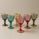 Yzhome Cam Renkli Yaldızlı Kahve Yanı Su Bardağı Kadeh Kupa Bardak 75 ml 6'lı