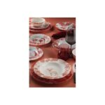 Bone Olympos 6 Kişilik 28 Parça Yemek Takımı Kırmızı Dekorlu 11573