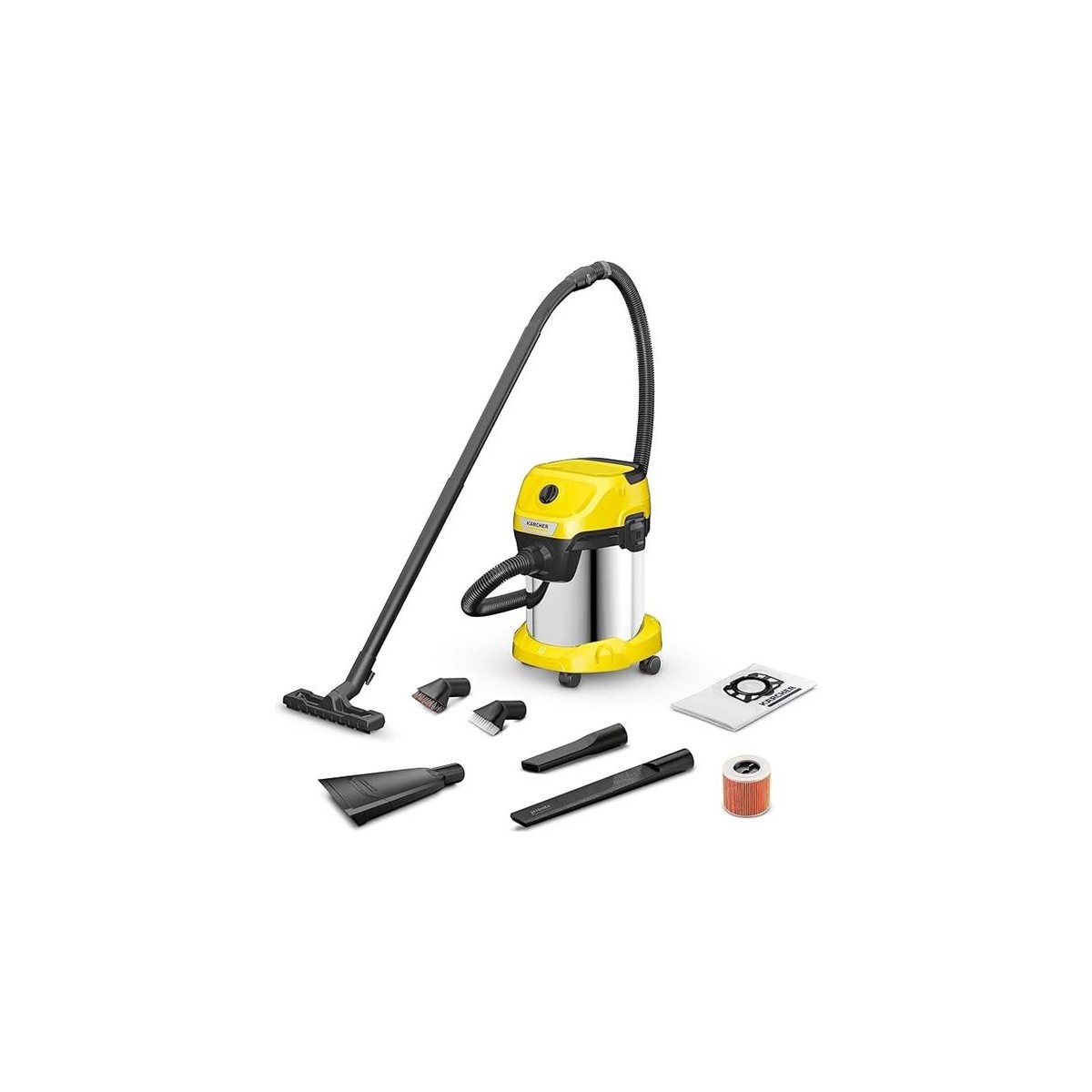 110001208208535.jpg Kärcher Wd 3 S V-17/6/20 Araç Tipi Islak ve Kuru Elektrikli Süpürge Üfleme Fonksiyonlu, 1000 W, 17 L - Görsel 1