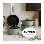 Amboss Anyolin 7 Parça Titanyum Kaplama Tencere Tava Seti (Yeşil)