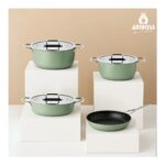 Amboss Anyolin 7 Parça Titanyum Kaplama Tencere Tava Seti (Yeşil) - Görsel 2