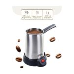 Go İthalat Çelik Elektrikli Cezve Türk Kahve Makinesi - 6FİNCAN=400ML Çift Yönlü Dökme Ağız 360 Derece Dönebilen Taban SCM-2958 (5224)