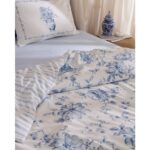 Madame Coco Chapele Tek Kişilik %100 Pamuk Ranforce Baskılı Nevresim Takımı - Mavi - Görsel 3