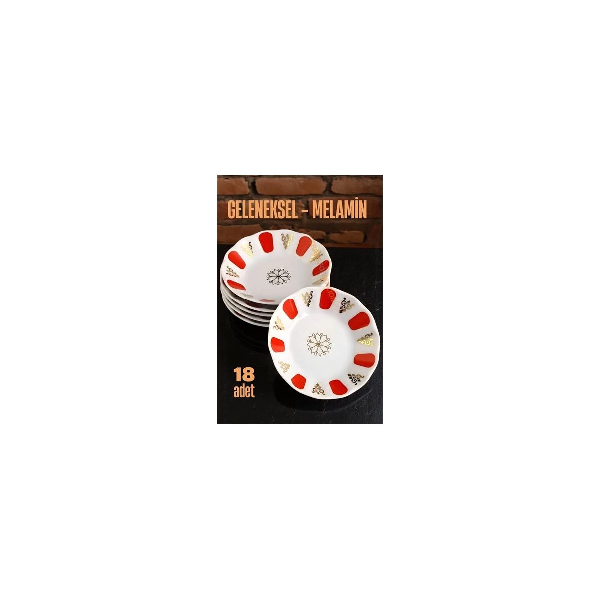 110001210203572.jpg Belle Fusion Bfs Melamin Çay Tabağı 18 Adet Geleneksel Türk Çay Bardağı Altlığı - Görsel 1