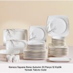 Karaca Square Bone Autumn 53 Parça 12 Kişilik Yemek Takımı Gold - Görsel 3