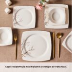 Karaca Square Bone Autumn 53 Parça 12 Kişilik Yemek Takımı Gold - Görsel 4