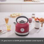Karaca Retro Su Isıtıcısı Kettle 2202 Kırmızı 2200W - Görsel 3
