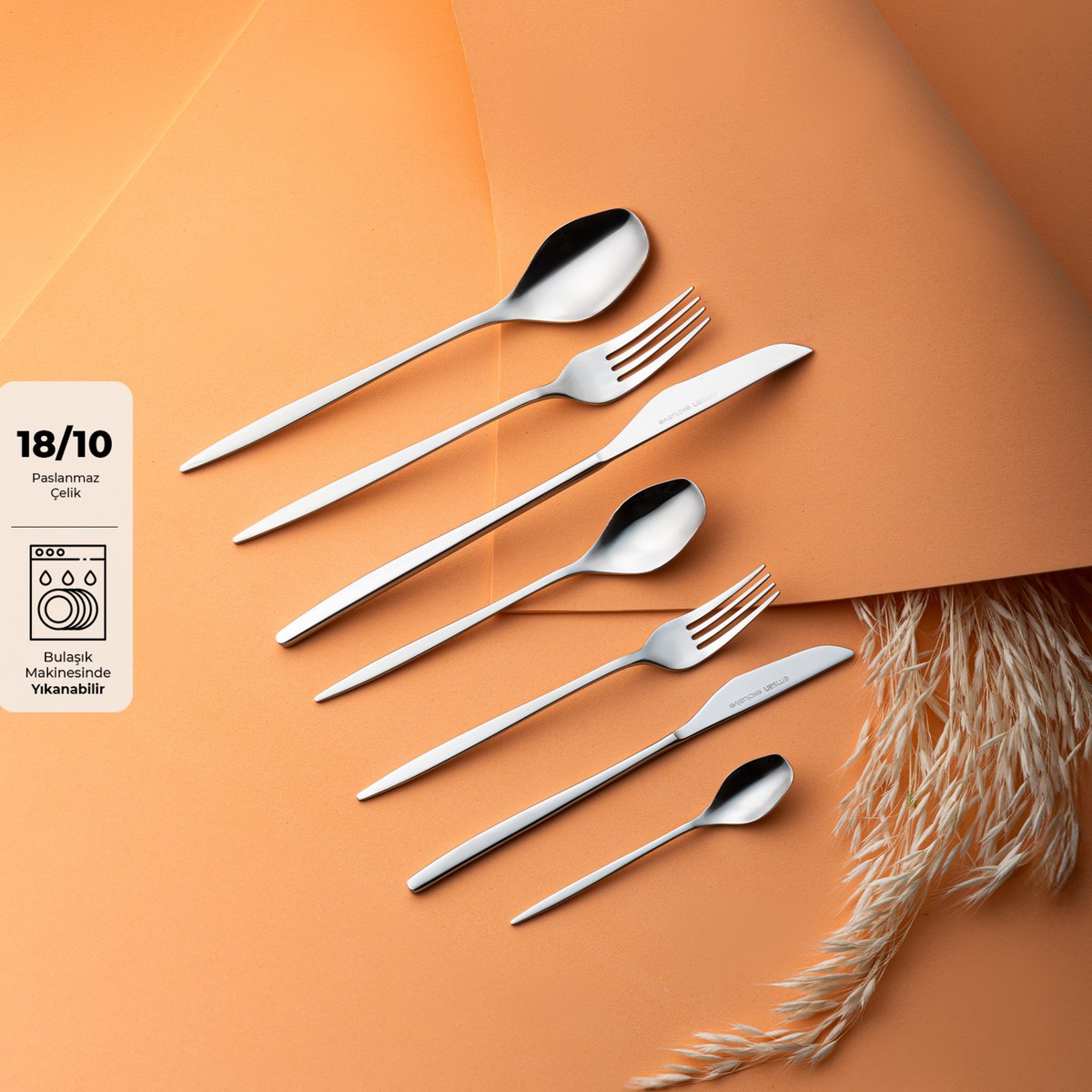 110001210956946.jpg Emsan Alisa 84 Parça 12 Kişilik Kutulu Çatal Kaşık Bıçak Takımı - Görsel 1