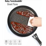 Bonetti Premium 3'lü Granit Tava Seti Yanmaz Yapışmaz Çizilmez Siyah | 20-24-28 cm | - Görsel 5