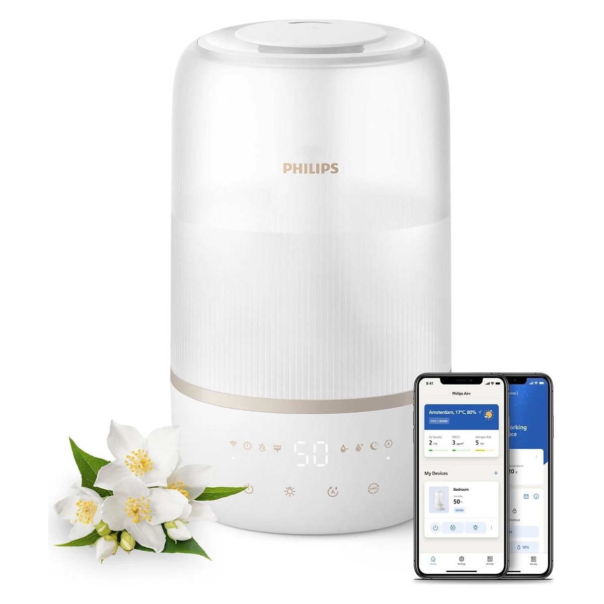 110001211171635.jpg Philips Sessiz Çalışan, Otomatik Nem Kontrol ve Gece Modlu Kompakt Hava Nemlendirici - Görsel 1