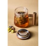 Perotti 17564 Herby Borosilikat Cam Süzgeçli Kupa Bitki Çayı Demliği 500 ml