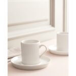 Madame Coco Ligne Porselen Kahve Fincan Seti 6 Parça Zarif Beyaz Renk Özel Tasarım Şık Model - Görsel 3