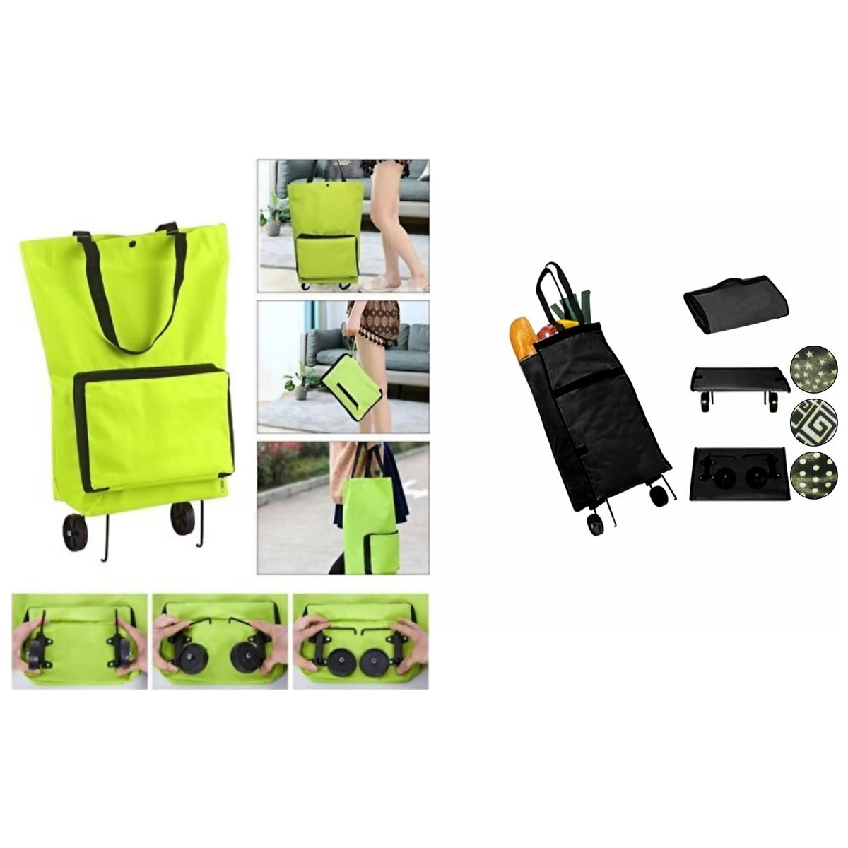 110001212957264.jpg Evvano Katlanabilir Tekerlekli Pazar Arabası 75 cm x 35 cm - Görsel 1