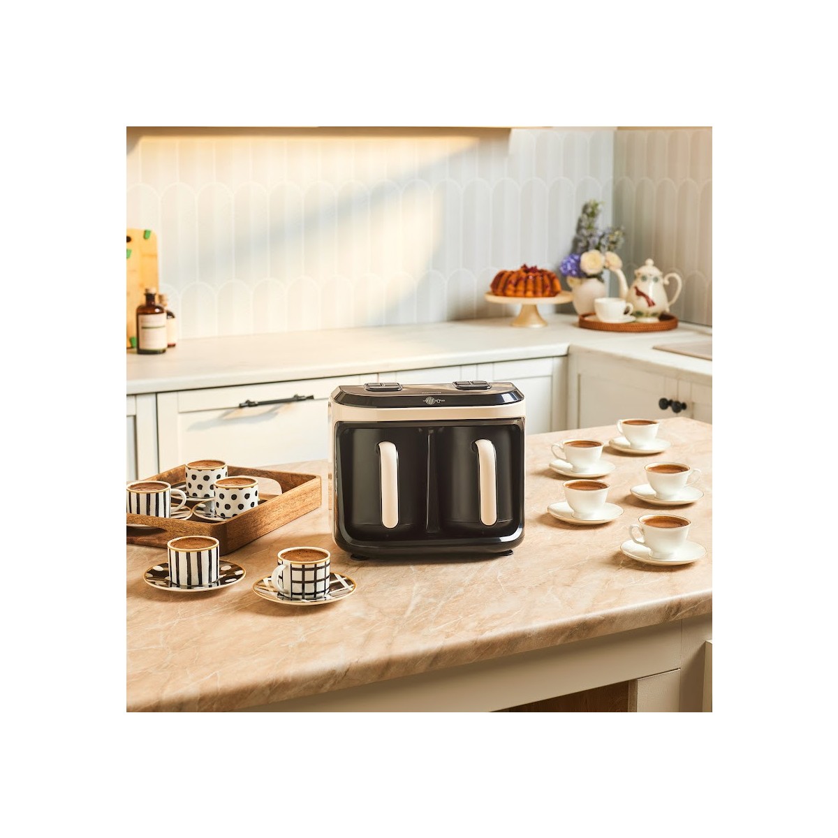 110001213317275.jpg Karaca Hatır Hüp Düet Aromalı, Közde ve Türk Kahve Makinesi 10 Fincan Kapasiteli Bol Köpüklü Krem - Görsel 1