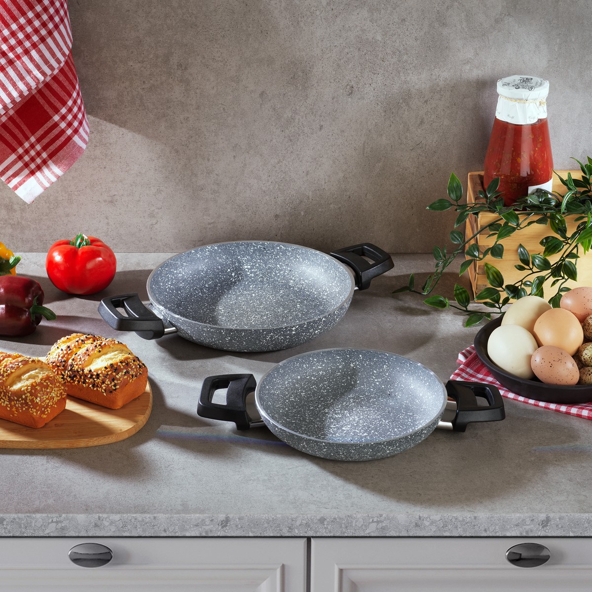 110001213351904.jpg Schafer Eternal Sahan 18cm+22cm-2 Li Set-Gri - Görsel 1