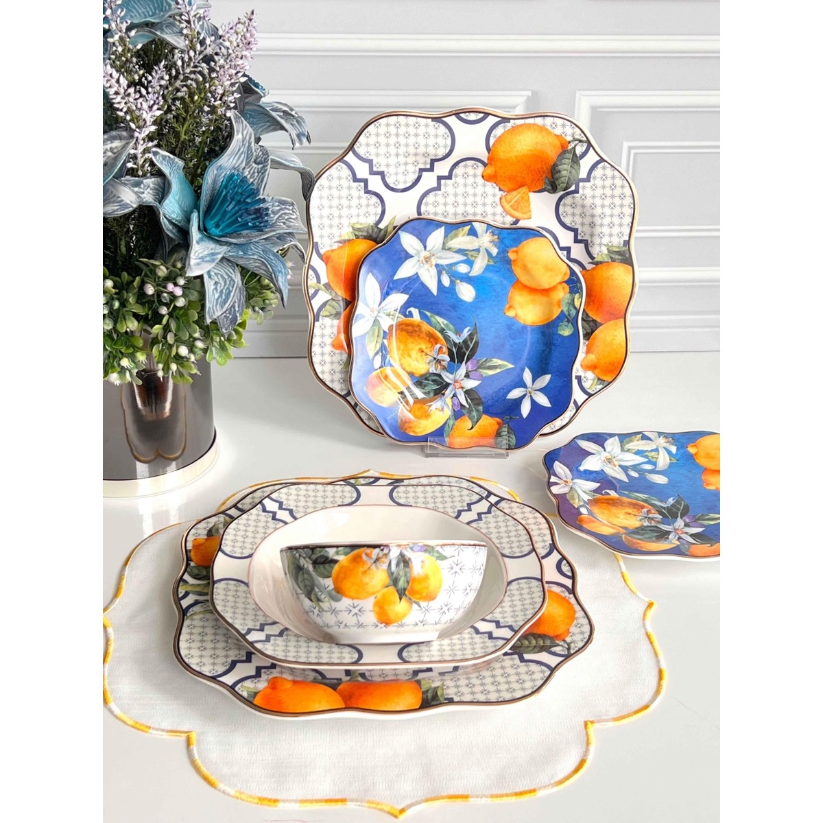 110001213505921.jpg Rossev Yemek Takımı Lemons 24 Parça 6 Kişilik - Görsel 1