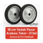 Lavinger 2 Adet 18 cm Metal Gövde Pazar Arabası Tekerleği Süper Sağlam Araba Tekeri Somun&pul Hediyeli