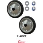 Lavinger 2 Adet 18 cm Metal Gövde Pazar Arabası Tekerleği Süper Sağlam Araba Tekeri Somun&pul Hediyeli - Görsel 2