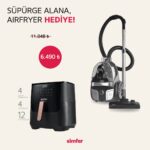 Simfer Toz Torbasız Yatay Süpürge Clean Power S4 Gri (4 Litre Smart Dijital Siyah Airfryer Hediye!)