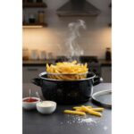 Siyah Kırçıllı Emaye Fritöz Tencere 24 cm 5,5 Lt - Görsel 2