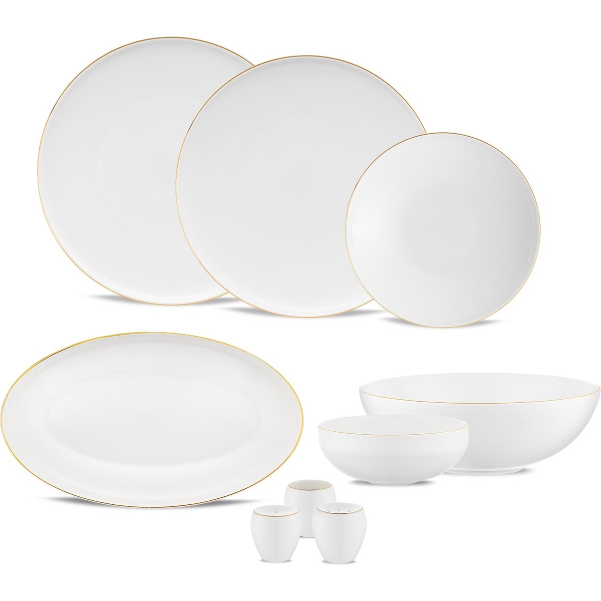 110001214775777.jpg Jumbo Belle Gold 55 Parça 12 Kişilik Yemek Takımı - Görsel 1