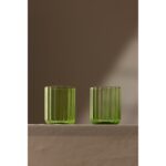 Rakle Flower El Yapımı Kendinden Renkli 2'li Su Bardağı Seti Yeşil 450 cc - Görsel 3