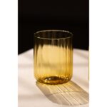 Rakle Flower El Yapımı Kendinden Renkli 2'li Su Bardağı Seti Amber 450 cc - Görsel 2