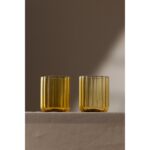 Rakle Flower El Yapımı Kendinden Renkli 2'li Su Bardağı Seti Amber 450 cc - Görsel 3