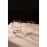 Rakle Flower El Yapımı Kendinden Renkli 2'li Su Bardağı Seti Pembe 450 cc