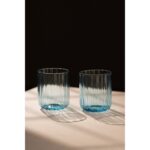 Rakle Flower El Yapımı Kendinden Renkli 2'li Su Bardağı Seti Mavi 450 cc