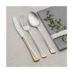 Nehir Maksi Altın Saten 12 Kişilik 84 Parça Deri Kutulu Çatal Kaşık Bıçak Takımı