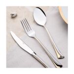 Nehir Maksi Altın Saten 12 Kişilik 84 Parça Deri Kutulu Çatal Kaşık Bıçak Takımı - Görsel 2