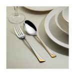 Nehir Maksi Altın Saten 12 Kişilik 84 Parça Deri Kutulu Çatal Kaşık Bıçak Takımı - Görsel 3