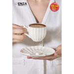 Enza Zümrüt 2'li Beyaz Porselen Fincan Takımı - Görsel 2