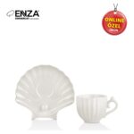 Enza Zümrüt 2'li Beyaz Porselen Fincan Takımı - Görsel 5