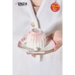 Enza Zümrüt 2'li Pembe Porselen Fincan Takımı - Görsel 3