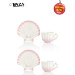 Enza Zümrüt 2'li Pembe Porselen Fincan Takımı - Görsel 4