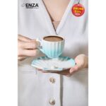 Enza Zümrüt 2'li Mavi Porselen Fincan Takımı - Görsel 2