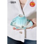 Enza Zümrüt 2'li Mavi Porselen Fincan Takımı - Görsel 3