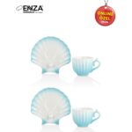 Enza Zümrüt 2'li Mavi Porselen Fincan Takımı - Görsel 4