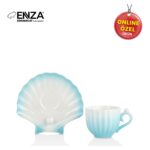 Enza Zümrüt 2'li Mavi Porselen Fincan Takımı - Görsel 5