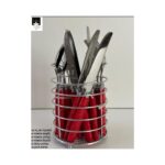 Es Dekor Kırmızı 25 Pç Çatal Kaşık Bıçak Takımı Çelik Sta Kafesli