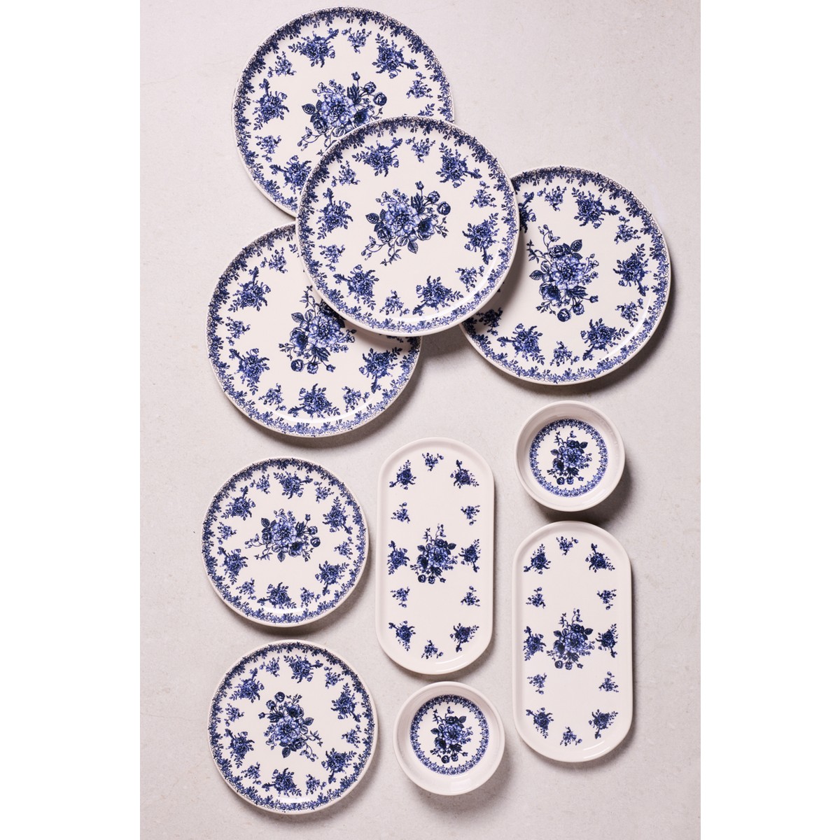 110001221054100.jpg Perotti Antik Mavi 10 Parça 4 Kişilik Kahvaltı Takımı - Görsel 1